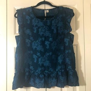 Lauren Conrad (LC) Deep Teal Ruffle Top